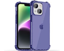 Smartphonica iPhone 14 transparant shockproof siliconen hoesje met stootrand - Donkerblauw geschikt voor iPhone 14