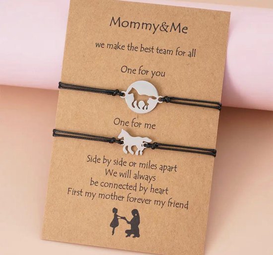 Akyol - Vriendschaps armband met een paard - moeder en dochter armband - paarden liefhebber - moder en dochter - cadeau voor moeder - paarden armband