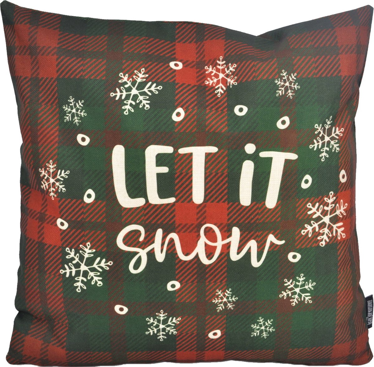 Gek op Kussens! Sierkussen Let It Snow | 45 x 45 cm | Katoen/Linnen Groen-Rood