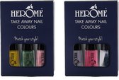Herome Take Away Nail Colours Floral Finishes Collection - 5 couleurs avec base coat Set