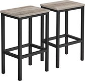 Hoppa! Set van 2 Barkrukken Keukenstoelen voor Keuken Woonkamer Eetkamer | 40 x 30 x 65 cm | Greige Zwart