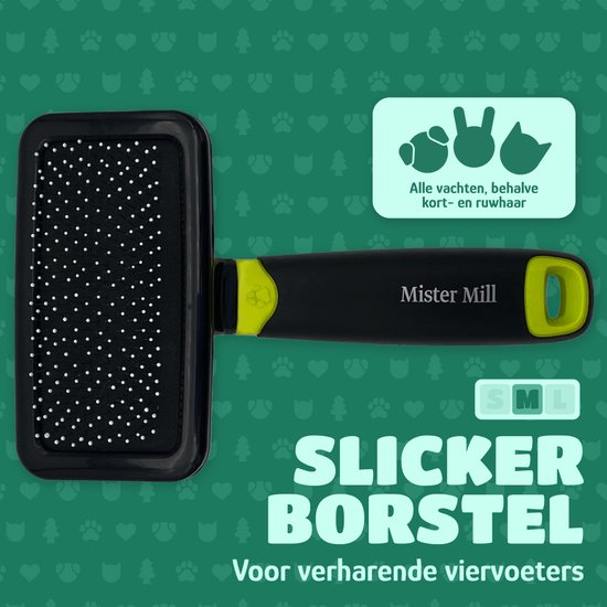 Mister Mill Slickerborstel 10cm – Honden- & Kattenborstel - Voor bijna iedere vacht