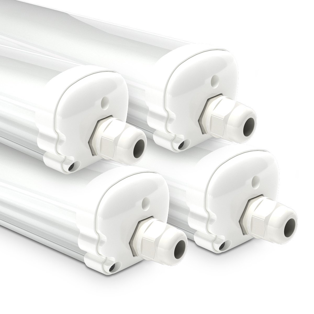 HOFTRONIC S Series - 4 Pack LED TL armaturen 120cm - IP65 waterdicht - 6500K Daglicht wit licht - 36W 4800 Lumen - Koppelbaar - Tri-Proof plafondverlichting