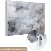 MuchoWow® Glasschilderij 60x40 cm - Schilderij acrylglas - Kleine wolkjes mist - Foto op glas - Schilderijen