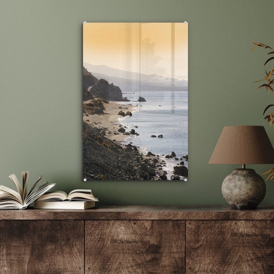 MuchoWow® Peinture sur verre 40x60 cm - Peinture sur verre acrylique - Plage - Grèce - Crète - Photo sur verre - Peintures