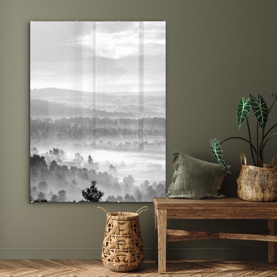 MuchoWow® Peinture sur Verre - Nature dans le Parc d'Espagne - noir et blanc - 90x120 cm - Peintures sur Verre Peintures - Photo sur Glas