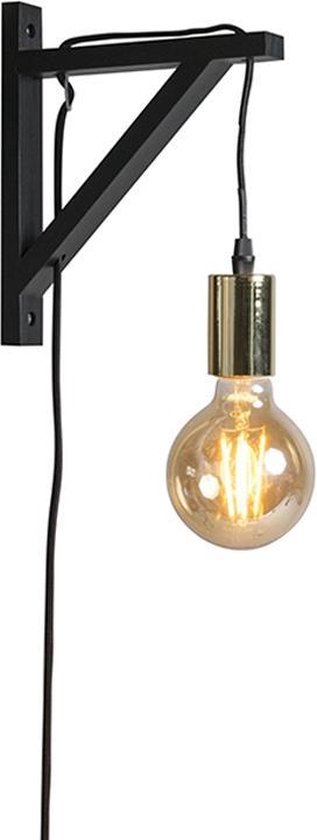 QAZQA galgje - Moderne Wandlamp voor binnen - 1 lichts - D 200 mm - Zwart Goud - Woonkamer | Slaapkamer | Keuken