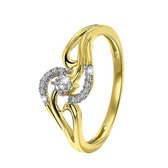 Lucardi Dames Ring met 15 diamanten 0,00ct - Ring - Cadeau - 14 Karaat Goud - Geelgoud