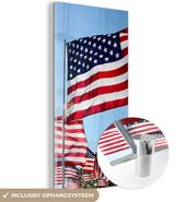 MuchoWow® Glasschilderij 60x120 cm - Schilderij acrylglas - Verenigde Staten vlaggen - Foto op glas - Schilderijen