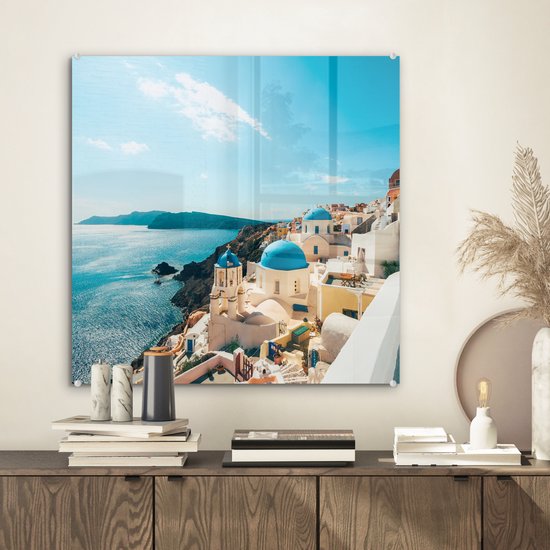 Peinture sur Verre - Après-midi à Santorin Grèce - 50x50 cm - Peintures sur Verre Peintures - Photo sur Glas