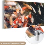 Peinture sur verre - Un étang plein avec des carpes koï - 120x60 cm - Peintures sur Verre Peintures - Photo sur Glas