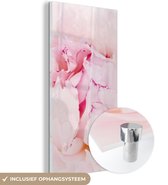 MuchoWow® Peinture sur verre 80x160 cm - Peinture sur verre acrylique - Gros plan d'une pivoine rose dense - Photo sur verre - Peintures
