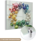 MuchoWow® Glasschilderij 90x90 cm - Schilderij acrylglas - De verschillende kerst ornamenten - Foto op glas - Schilderijen