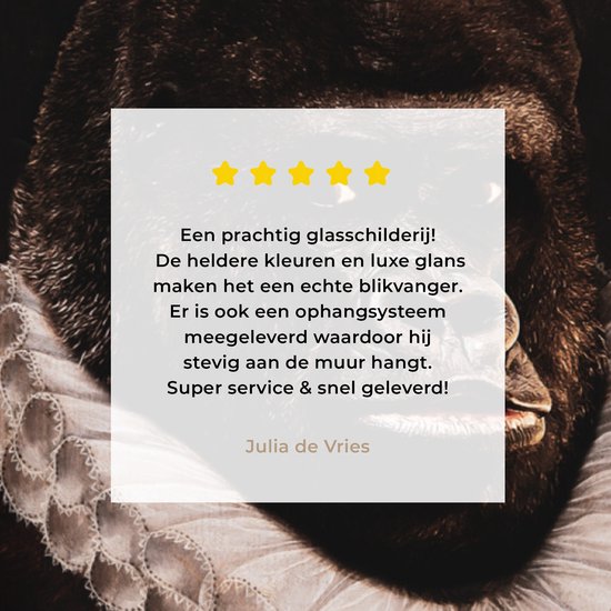 ® Glasschilderij 90x60 cm - Schilderij acrylglas - Schilderij - Gorilla - Oude meesters - Foto op glas - Muurdecoratie woonkamer - Wanddecoratie slaapkamer - Schilderijen