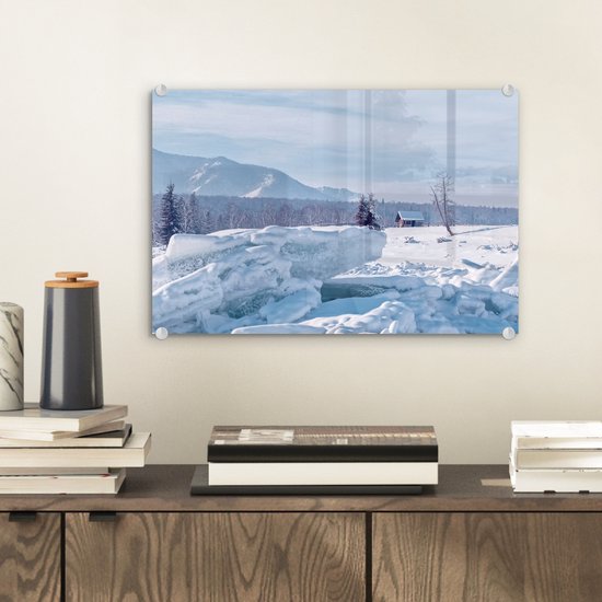 Les calottes glaciaires dans une rivière gelée dans le Parc National Arctique Russie Plexiglas 30x20 cm - petit - Tirage photo sur Glas (décoration murale en plexiglas)