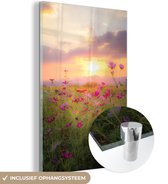 MuchoWow® Glasschilderij 100x150 cm - Schilderij acrylglas - Bloemen - Wild - Schemer - Foto op glas - Schilderijen