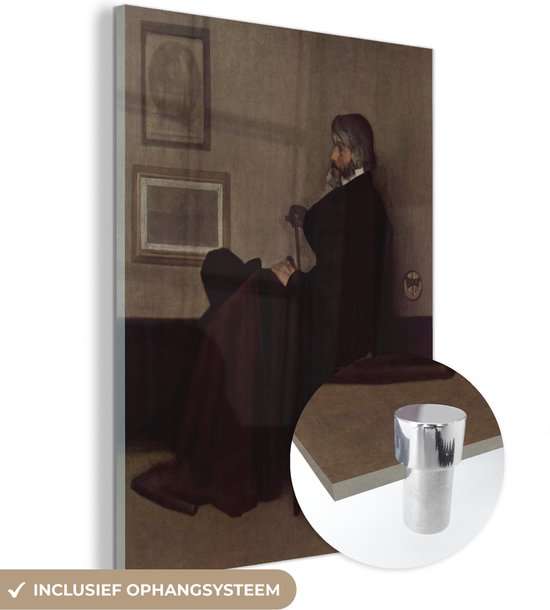 MuchoWow® Glasschilderij 60x80 cm - Schilderij acrylglas - Portret van Thomas Carlyle - Schilderij van James Abbott McNeill Whistler - Foto op glas - Schilderijen