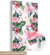MuchoWow® Peinture sur Verre - Motif - Flamingo Rose - Rose - 40x60 cm - Peintures sur Verre Acrylique - Photo sur Glas