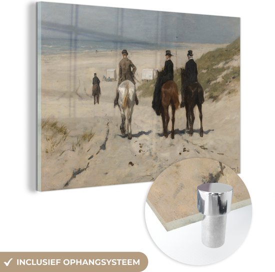 MuchoWow® Glasschilderij 30x20 cm - Schilderij acrylglas - Morgenrit langs het strand - Schilderij van Anton Mauve - Foto op glas - Schilderijen