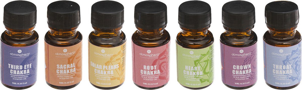 Goedkoopste Atmosphera Geurolie flesjes chakra mix-set van 7 stuks - Aromabrander flesjes van 15 ML - Geurbranders
