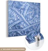MuchoWow® Glasschilderij 90x90 cm - Schilderij acrylglas - Bevroren ijsvlokken - Foto op glas - Schilderijen
