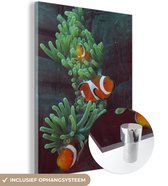 MuchoWow® Glasschilderij 30x40 cm - Schilderij glas - Clown - Vis - Anemoon - Foto op acrylglas - Schilderijen