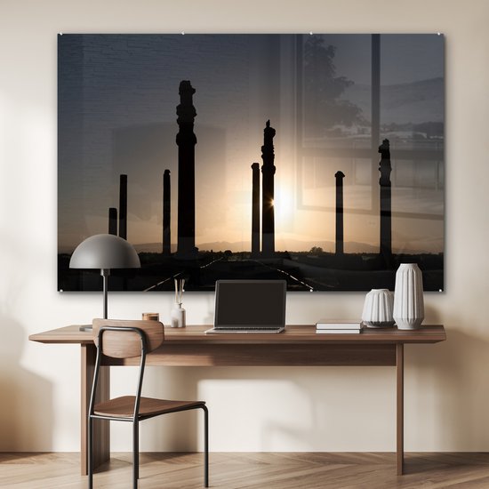 Silhouette de Persépolis perse en Iran Plexiglas 180x120 cm - Tirage photo sur Glas (décoration murale plexiglas) XXL / Groot format!