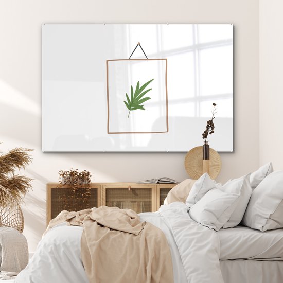 Peinture sur Verre - Plante - Cadre - Wit - Abstrait - 150x100 cm - Peintures sur Verre Peintures - Photo sur Glas