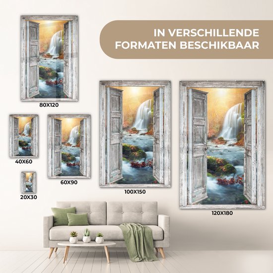 MuchoWow® Peinture sur verre 20x30 cm - Peinture sur verre acrylique - Cascade - Vue à travers - Paysage - Photo sur verre - Décoration murale salon - Décoration murale chambre - Peintures