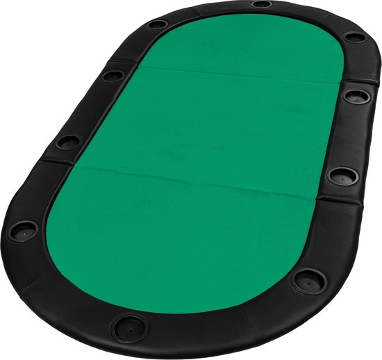 Foto: Poker tafelblad pokermat pokerkleed poker tafelkleed pokertafel inklapbaar pokertafel pokertop poker voor 10 spelers 208 x 106 x 3 cm groen