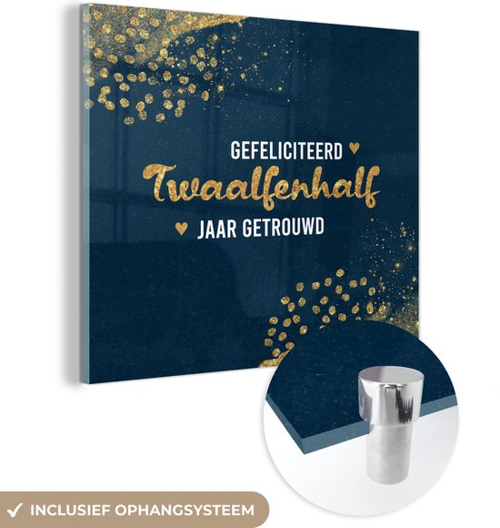 Peinture sur verre - Mariage - 12 5 ans mariés - Décoration - 20x20 cm - Peintures sur Verre Peintures - Photo sur Glas - Cadeau Saint Valentin