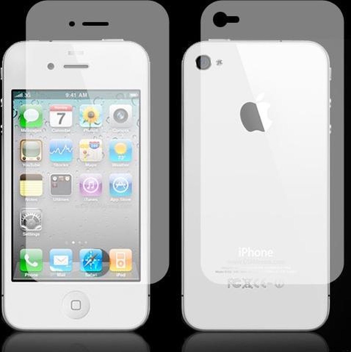 Dubbele transparante screenprotector voor iPhone 4 en 4S - bescherm voor- en achterkant