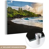 MuchoWow® Glasschilderij 90x60 cm - Schilderij acrylglas - Hawaii - Strand - Eiland - Foto op glas - Schilderijen