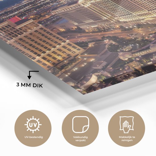 Night lights Las Vegas Glass 60x40 cm - Tirage photo sur verre (décoration murale en plexiglas)