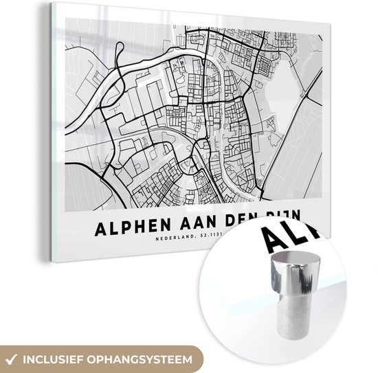 Peinture sur Verre - Carte - Alphen aan den Rijn - Pays- Nederland - 120x80 cm - Peintures sur Verre Peintures - Photo sur Glas
