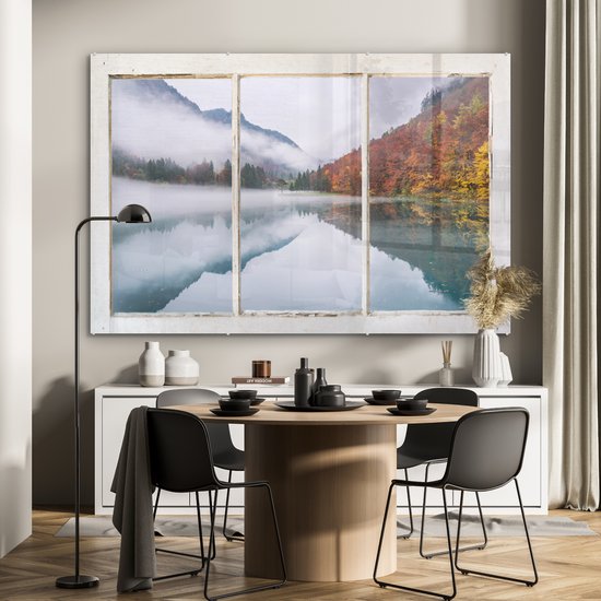 MuchoWow® Peinture sur verre 180x120 cm - Peinture sur verre acrylique - Transparent - Automne - Berg - Photo sur verre - Peintures