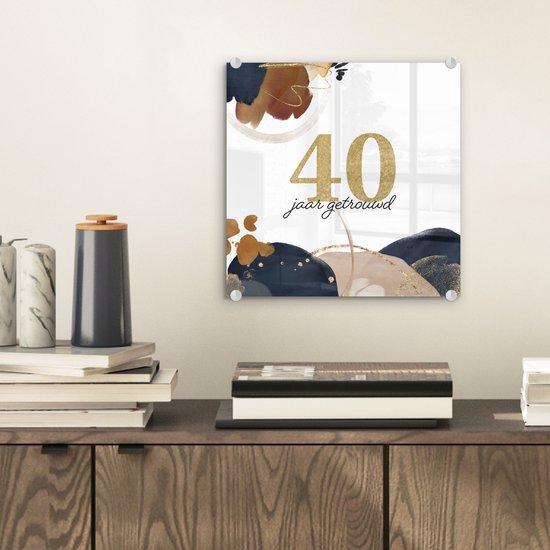 MuchoWow® Peinture sur Verre - Proverbes - Marié 40 Ans - Citations - Se Marier - 20x20 cm - Peintures sur Verre Acrylique - Photo sur Glas