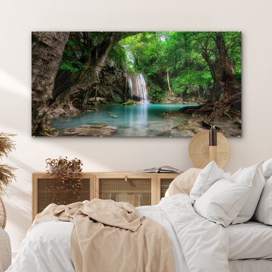Peinture sur Verre - Cascade d'Erawan dans la jungle Thaïlande Photo - 160x80 cm - Peintures sur Verre Peintures - Photo sur Glas