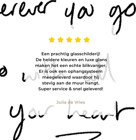 MuchoWow® Glasschilderij 20x30 cm - Schilderij acrylglas - Quotes - Wherever you go... go with all your heart - Spreuken - Motivatie - Foto op glas - Schilderijen