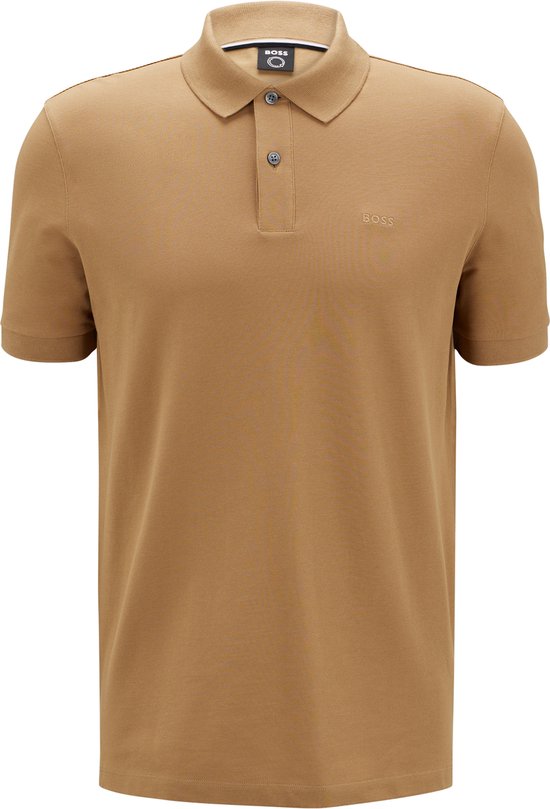 BOSS Pallas regular fit polo - pique - midden beige - Maat: L