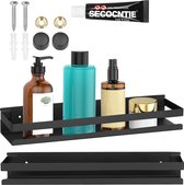 Springos Badkamer Plank - Doucheplank - RVS - 40 cm - Zwart