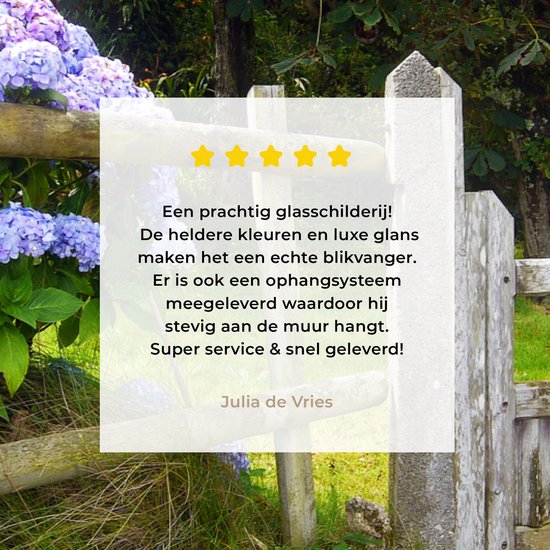 Cottage jardin aux hortensias Plexiglas 180x120 cm - Tirage photo sur Glas (Décoration murale Plexiglas) XXL / Groot format!