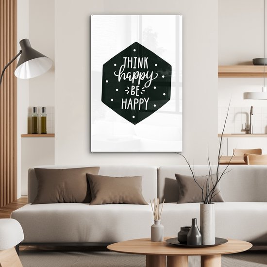 Peinture sur Verre - Citation - Happy - Enfant - 60x90 cm - Peintures sur Verre Peintures - Photo sur Glas