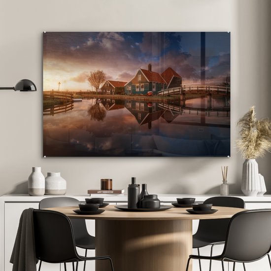MuchoWow® Peinture sur Verre - Zaanse schans - 90x60 cm - Peintures sur Verre Acrylique - Photo sur Glas