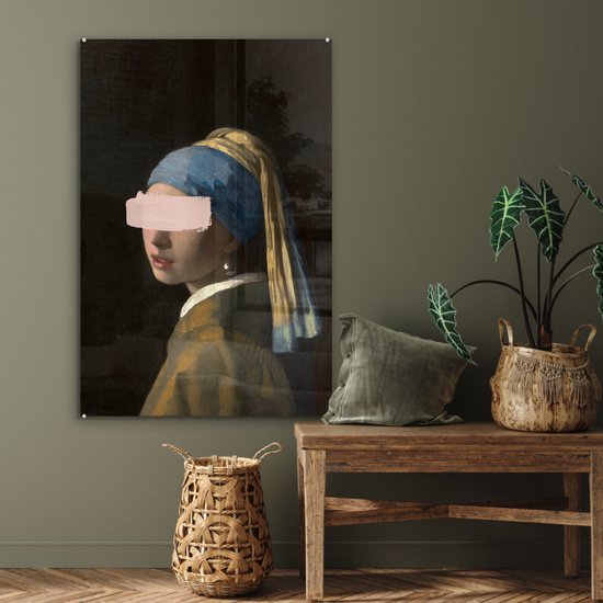 MuchoWow® Peinture sur Verre - Fille à la Perle - Johannes Vermeer - Pastel - 60x90 cm - Peintures sur Verre Acrylique - Photo sur Glas