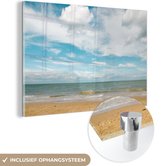 MuchoWow® Glasschilderij 120x80 cm - Schilderij acrylglas - Strand - Zomer - Wolken - Foto op glas - Schilderijen