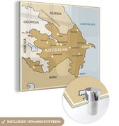 MuchoWow® Glasschilderij 50x50 cm - Schilderij acrylglas - Een illustratie van een landkaart van Azerbeidzjan - Foto op glas - Schilderijen