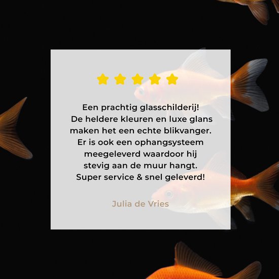 MuchoWow® Peinture sur verre - Poisson rouge - Animaux - Zwart - 80x60 cm - Peintures sur verre acrylique - Photo sur Glas