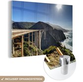 MuchoWow® Glasschilderij 120x80 cm - Schilderij acrylglas - Bixby Creek Bridge in Big Sur, Californië - Foto op glas - Schilderijen