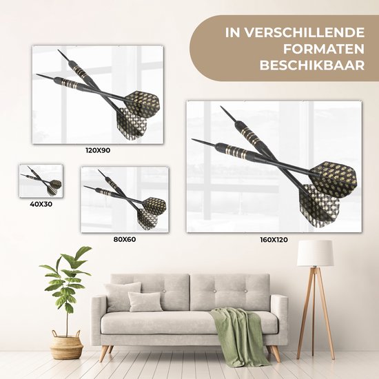 MuchoWow® Peinture sur verre 80x60 cm - Peinture sur verre acrylique - Deux fléchettes - Photo sur verre - Peintures